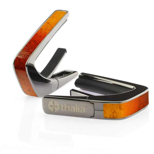 Black Chrome Finish with Sunburst Birdseye Maple Inlay