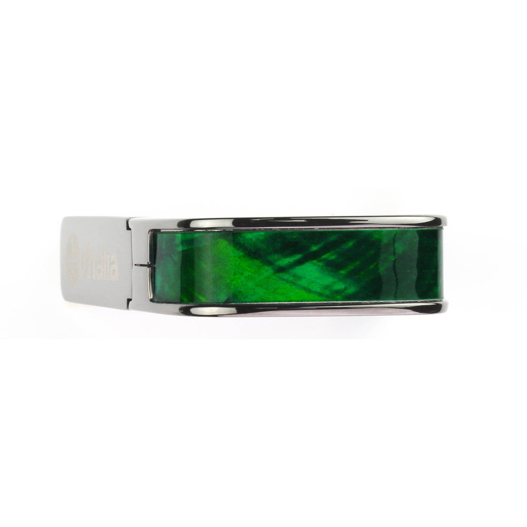 Chrome Finish with Green Angel Wing Inlay