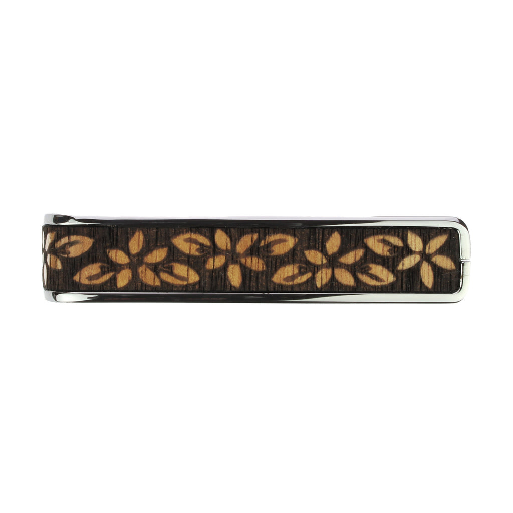 Chrome Finish with Hawaiian Koa Plumeria Lei Engraved Inlay