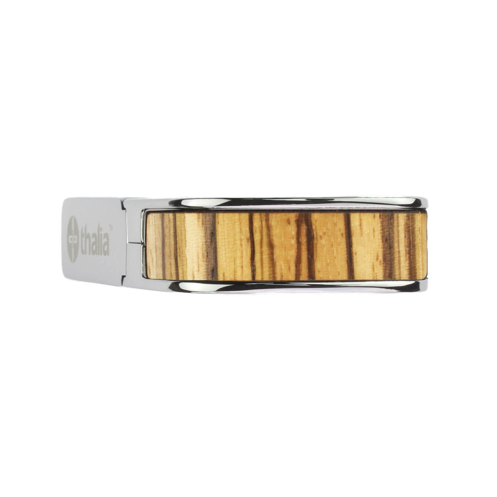 Chrome Finish with African Zebrawood Inlay