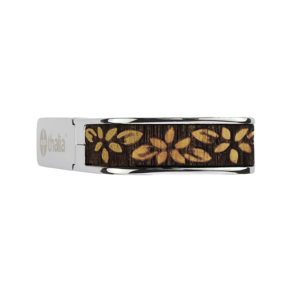 Chrome Finish with Hawaiian Koa Plumeria Lei Engraved Inlay