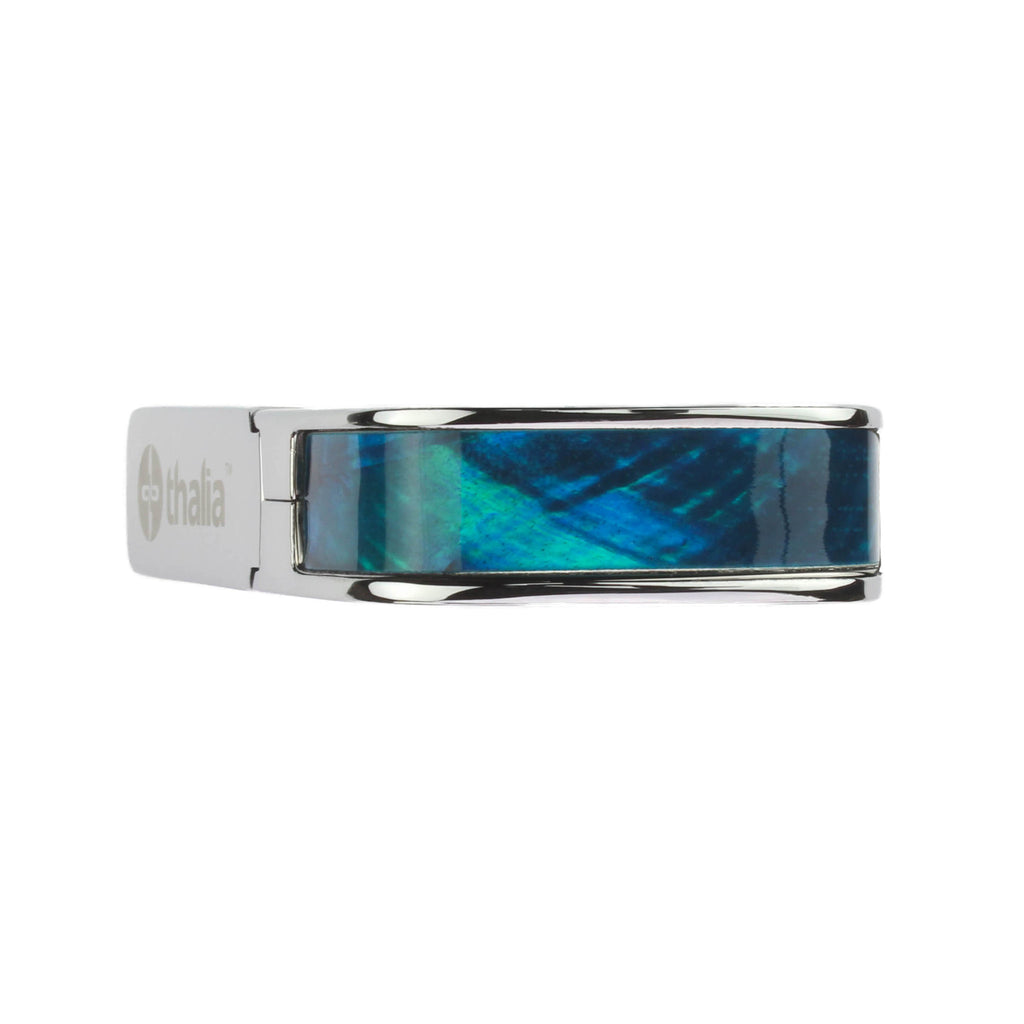 Chrome Finish with Teal Angel Wing Inlay