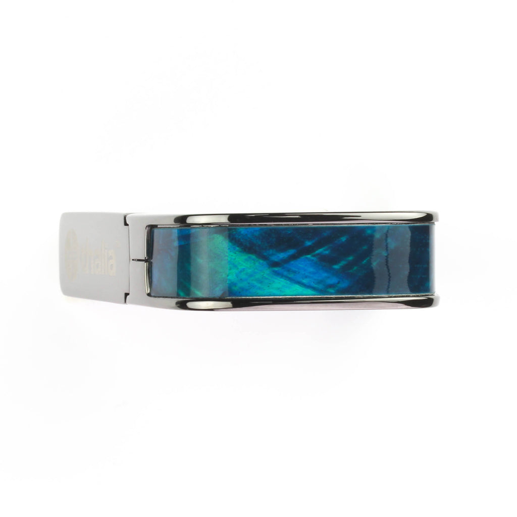 Black Chrome Finish with Teal Angel Wing Inlay